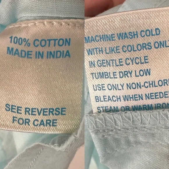 Ella Simone Cotton Pajama Set Sz XL Sky Blue NWOT Embroidered Pintuck Ribbon - Picture 11 of 16